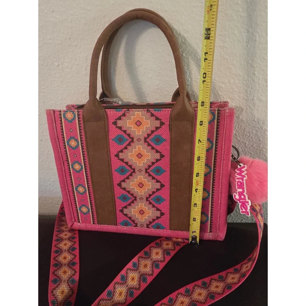 Wrangler Magenta Pink Southwestern Canvas Tote Crossbody Bag WGS302-9121-HPK
